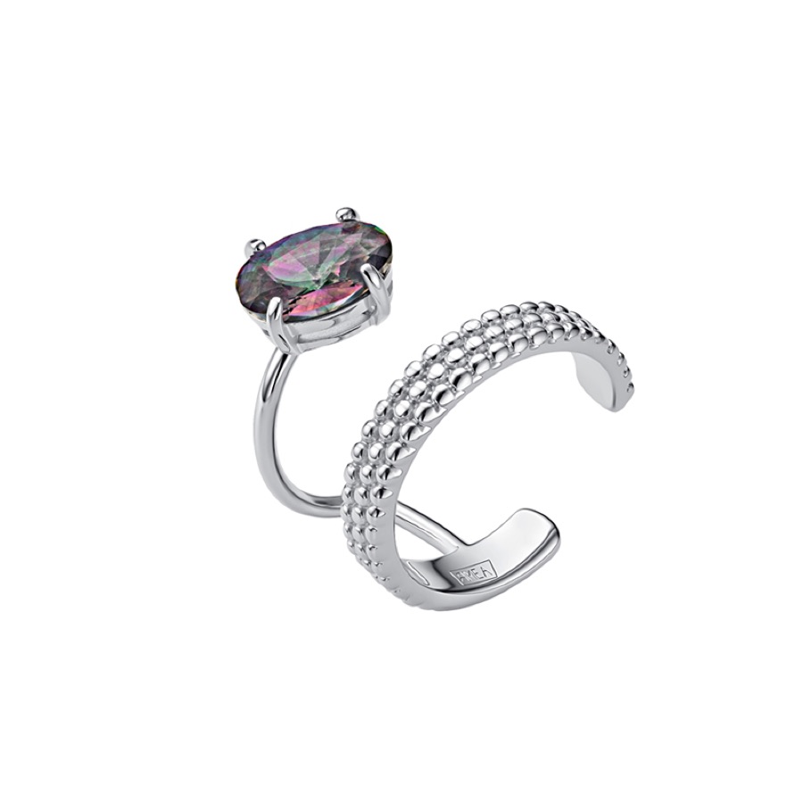 Серьга-кафф серебряная 925 с кристаллами «Каффа»