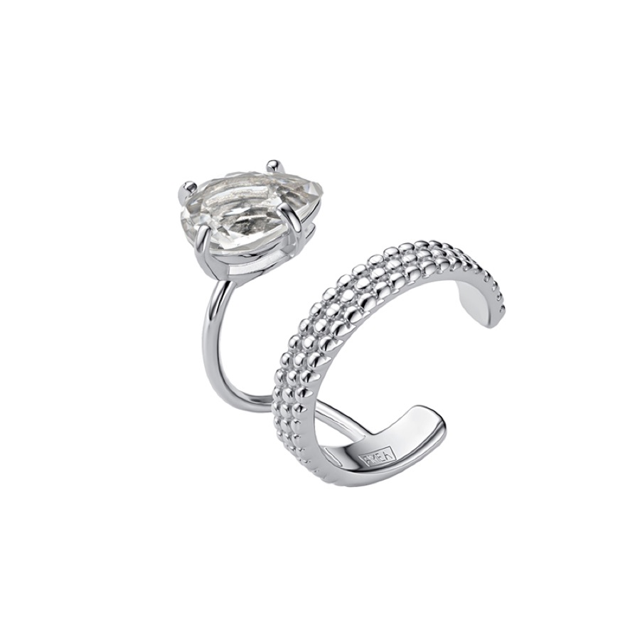 Серьга-кафф серебряная женская 925 с горным хрусталём «Каффа»