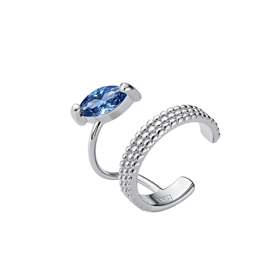 Серьга-кафф серебряная женская 925 с фианитами «Каффа»