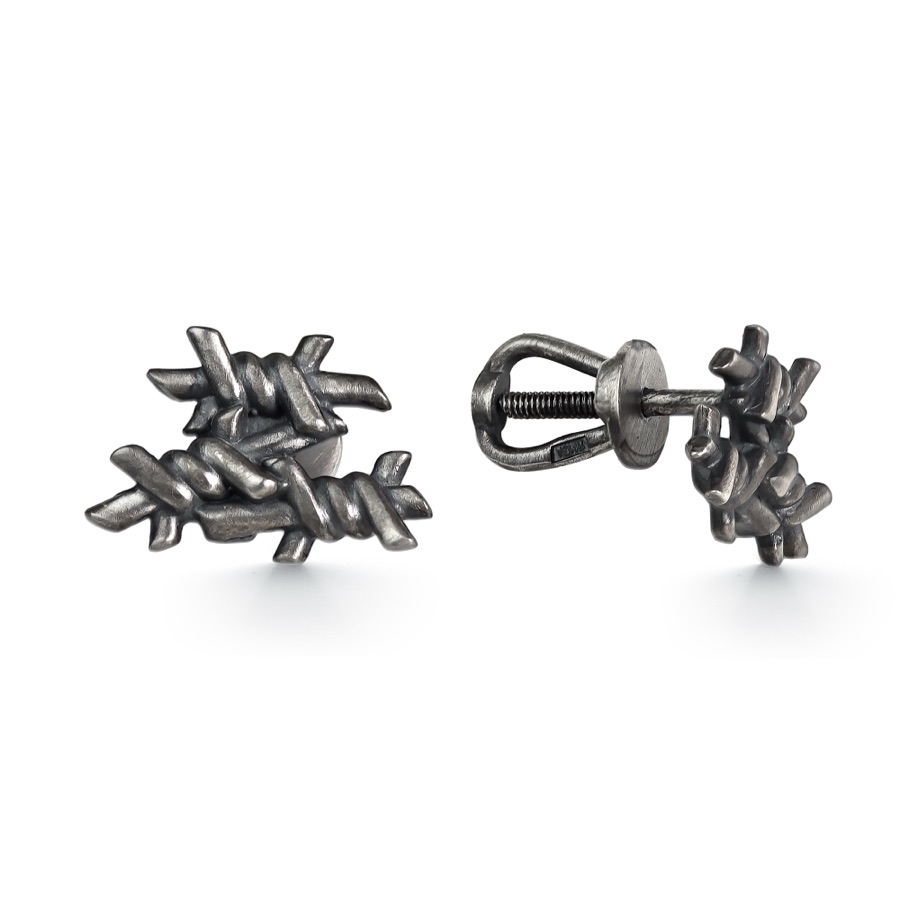 Серьги серебряные женские 925 чернёные