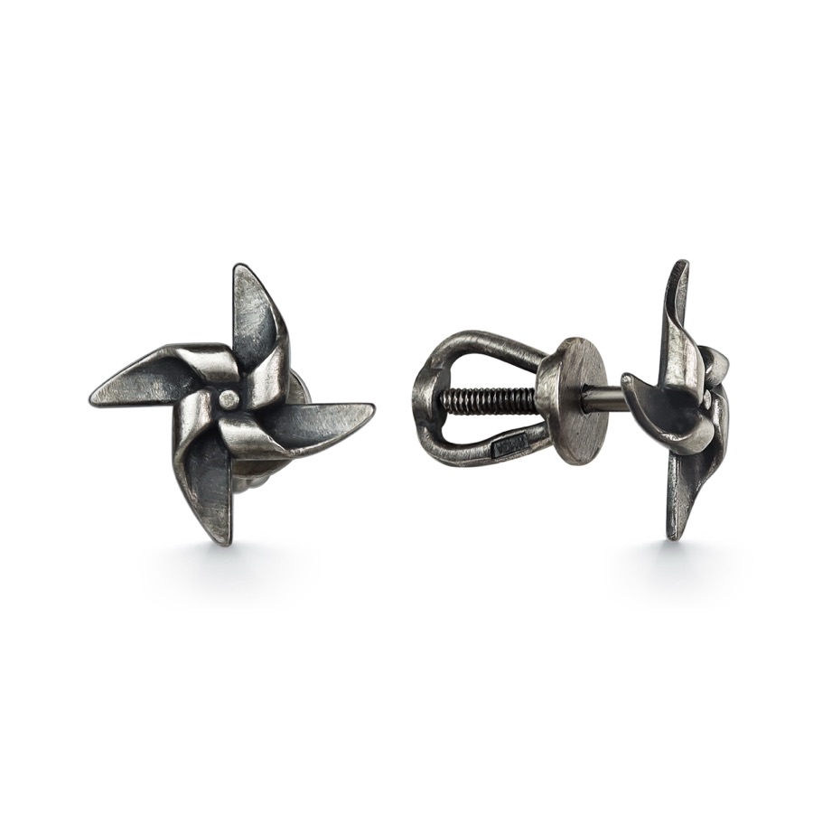 Серьги серебряные женские 925 чернёные
