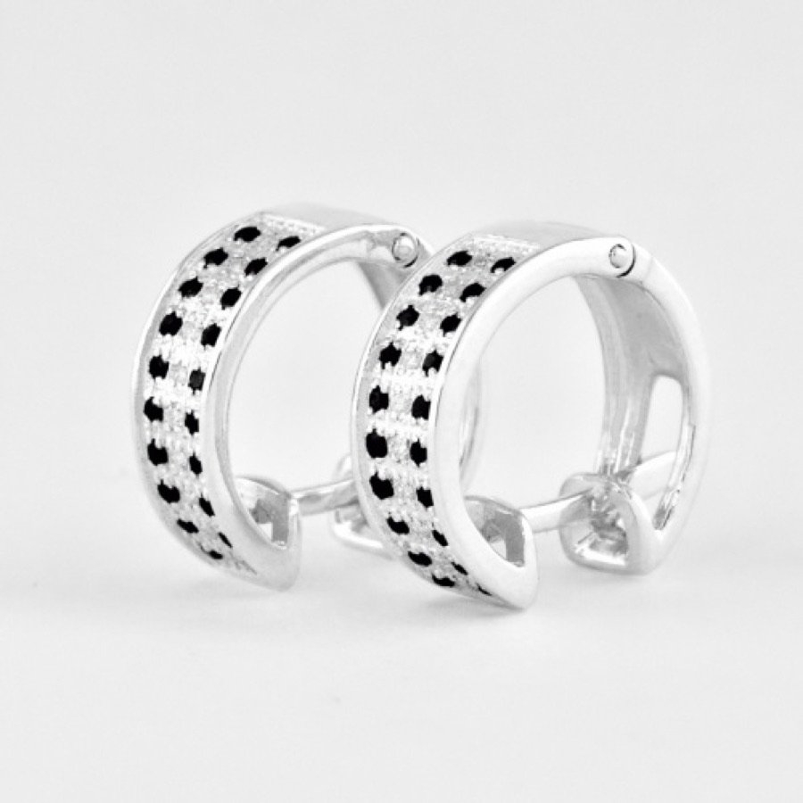 Серьги серебряные женские 925 с фианитами «Широкие»
