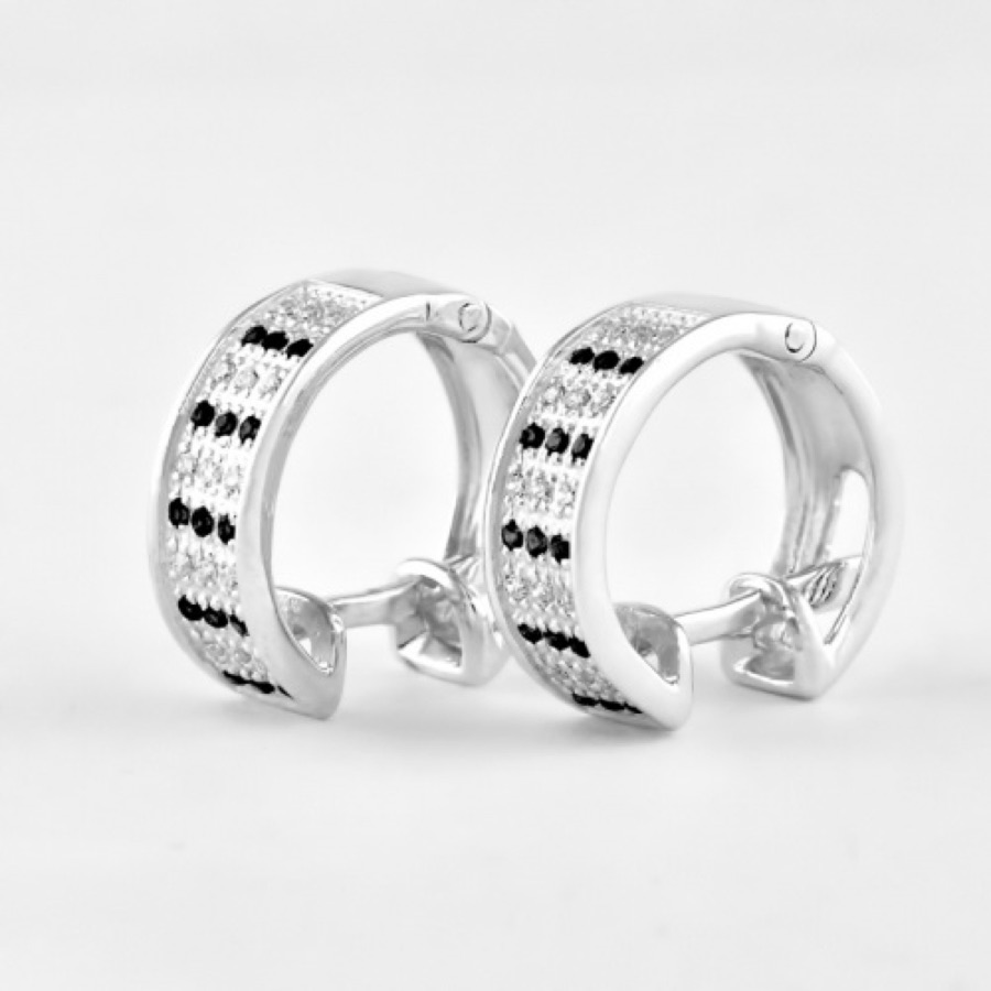 Серьги серебряные женские 925 с фианитами «Широкие»