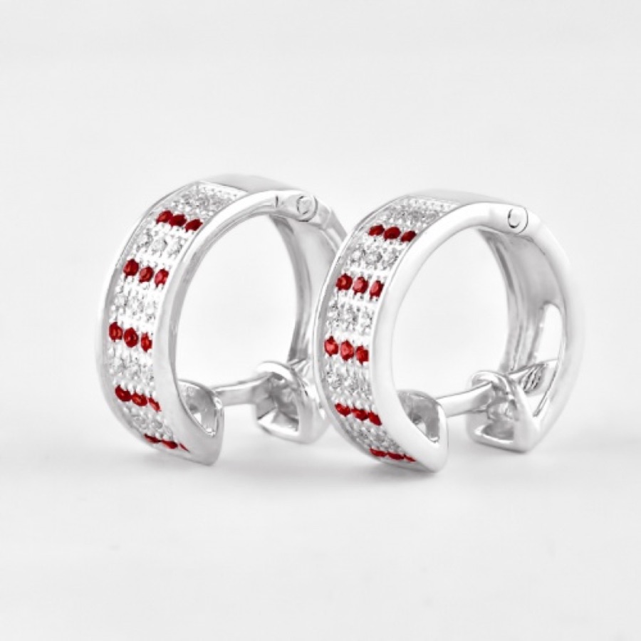 Серьги серебряные женские 925 с фианитами «Широкие»