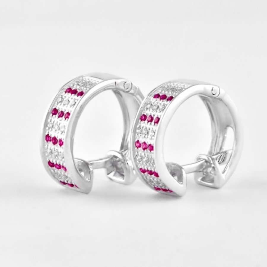 Серьги серебряные женские 925 с фианитами «Широкие»