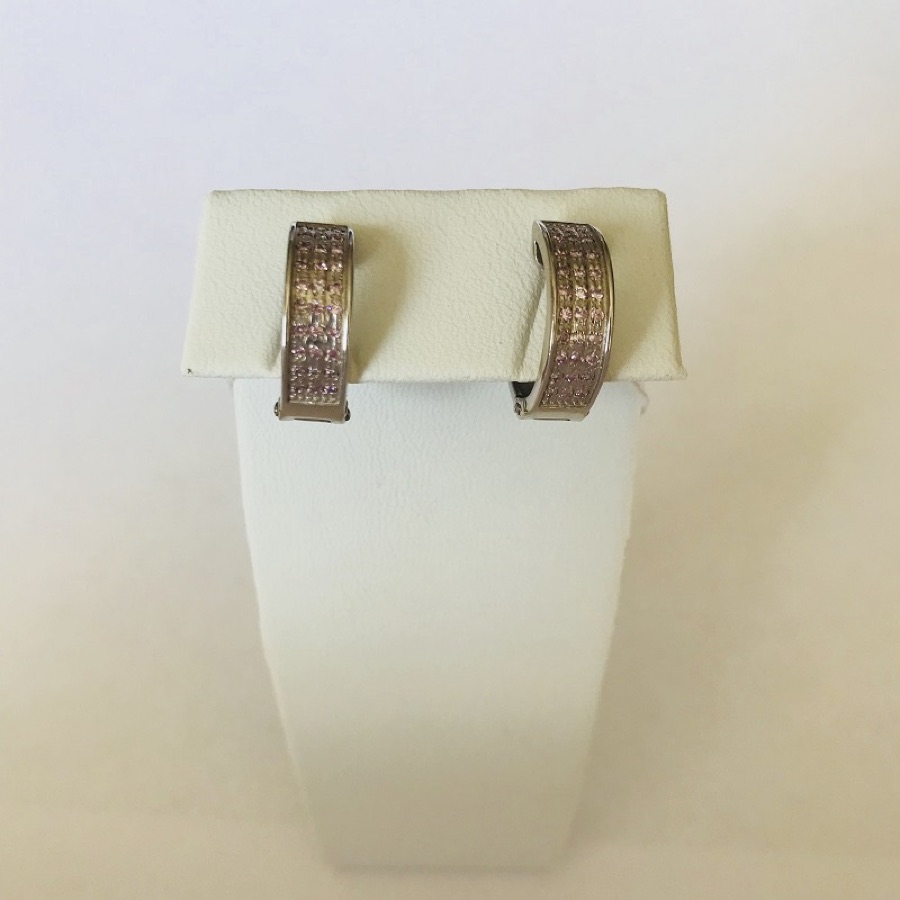 Серьги серебряные женские 925 с фианитами «Широкие»