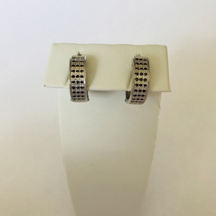 Серьги серебряные женские 925 с фианитами «Широкие»