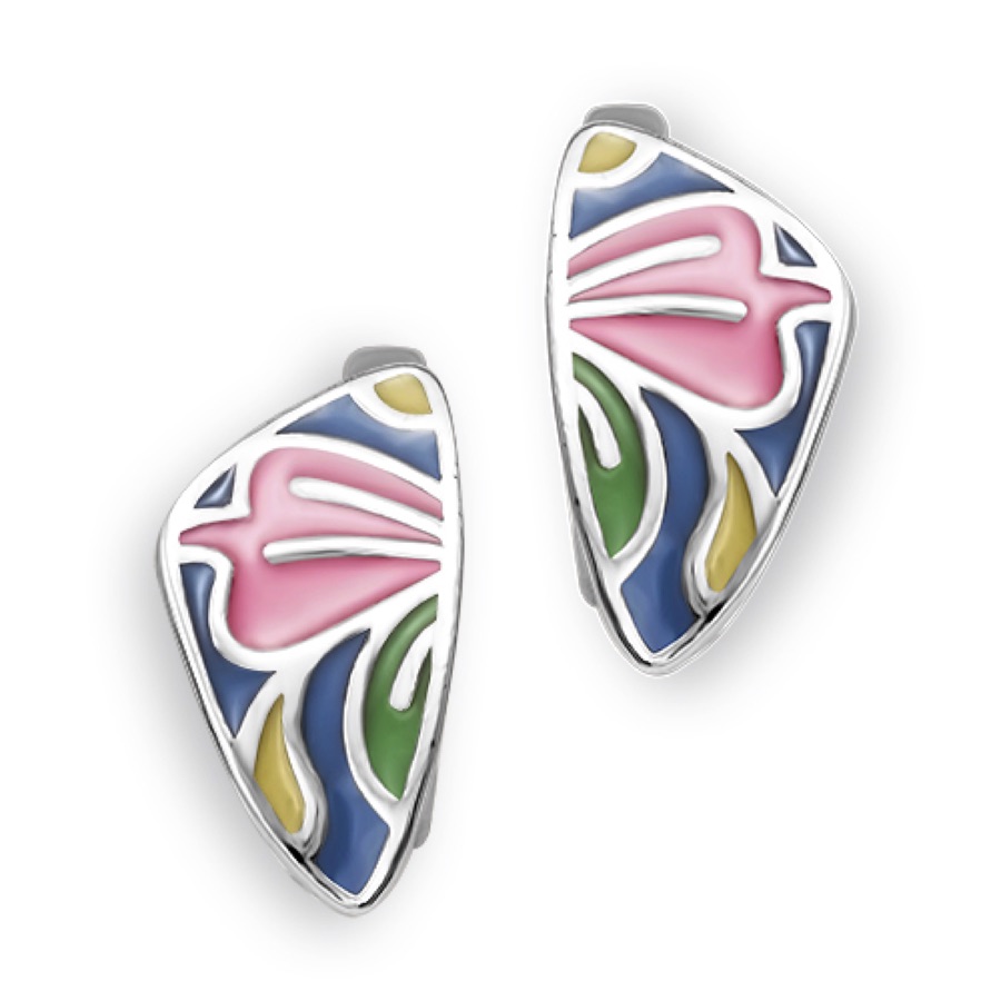 Серьги серебряные женские 925 с эмалью