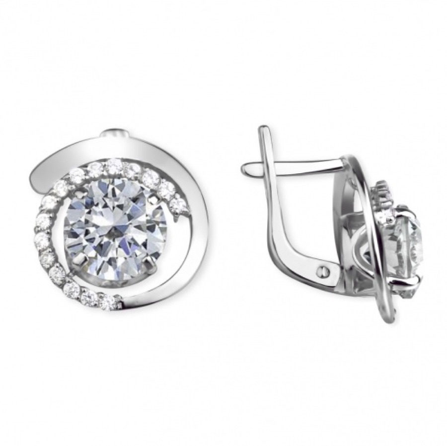 Серьги серебряные женские 925 с фианитами