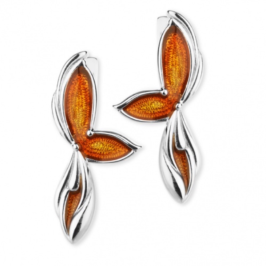 Серьги серебряные женские 925 с эмалью