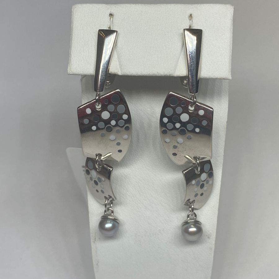 Серьги серебряные женские 925 «Жемчужная абстракция»