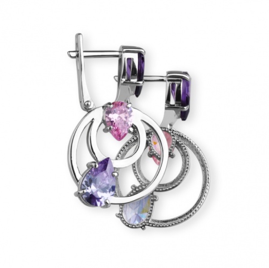 Серьги серебряные женские 925 с фианитами