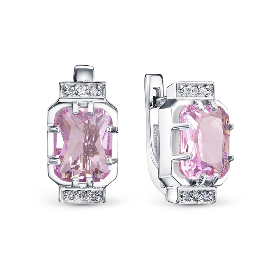Серьги серебряные женские 925 прямоугольный камень