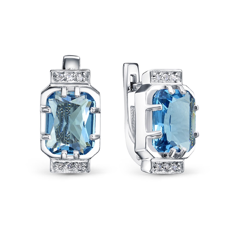Серьги серебряные женские 925 с фианитами и кристаллами