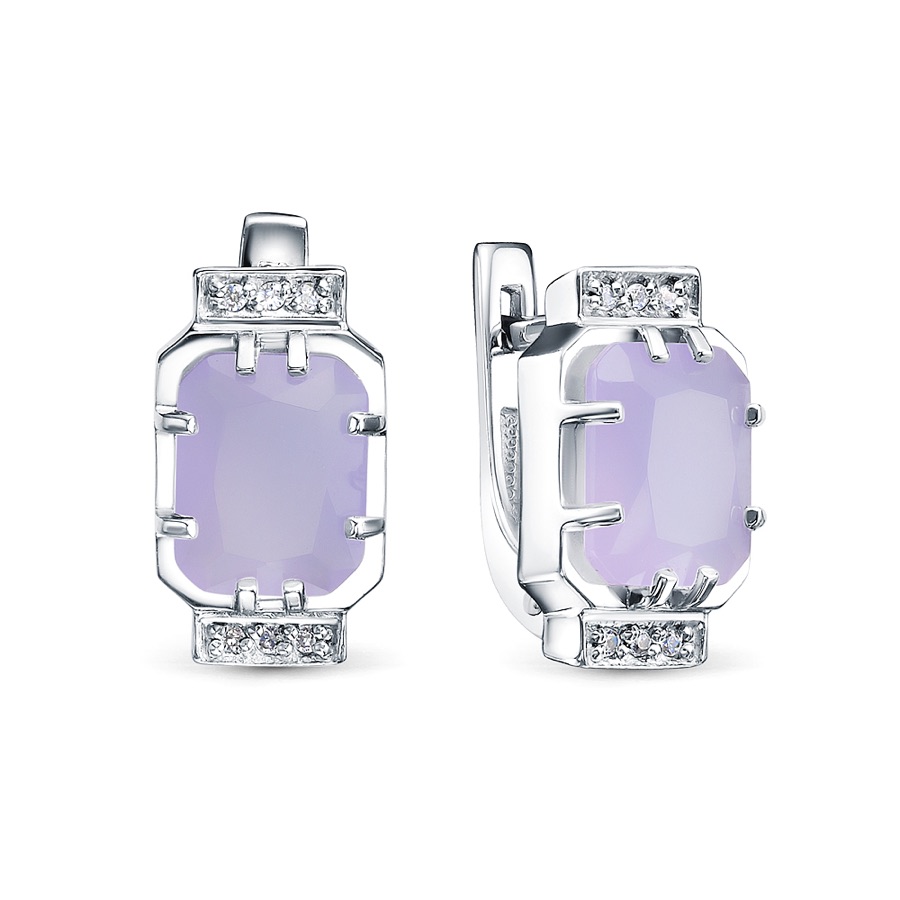 Серьги серебряные женские 925 прямоугольный камень