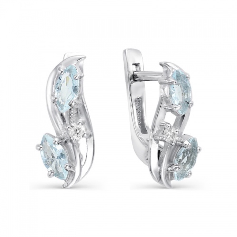 Серьги серебряные женские 925 с фианитами и кристаллами