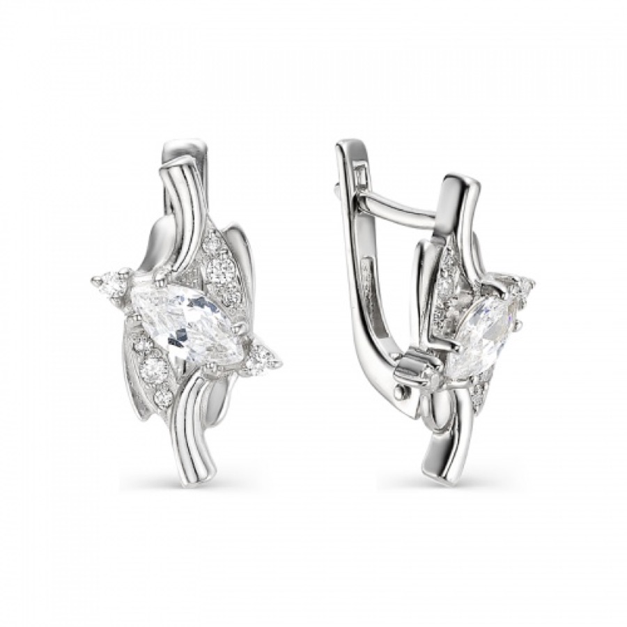 Серьги серебряные женские 925 с фианитами