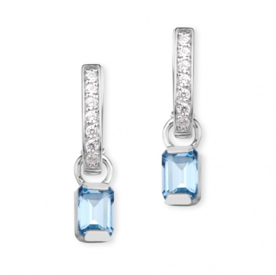 Серьги серебряные женские 925 с топазом и фианитами