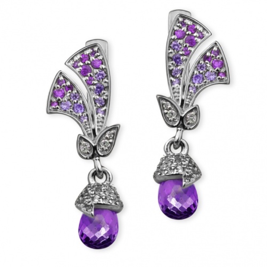 Серьги серебряные женские 925 с фианитами