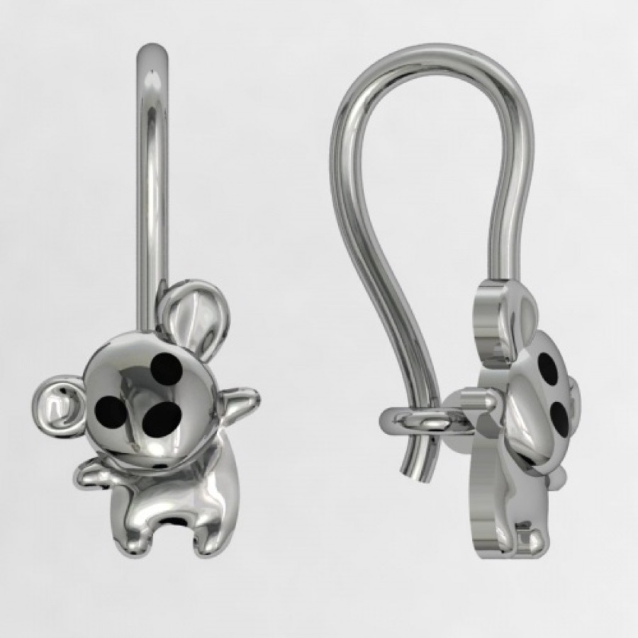 Серьги серебряные детские 925 с эмалью