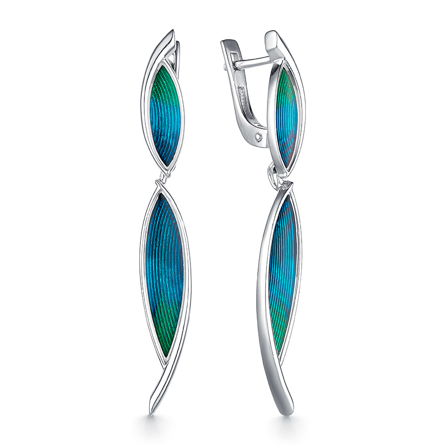 Серьги серебряные женские 925 с эмалью