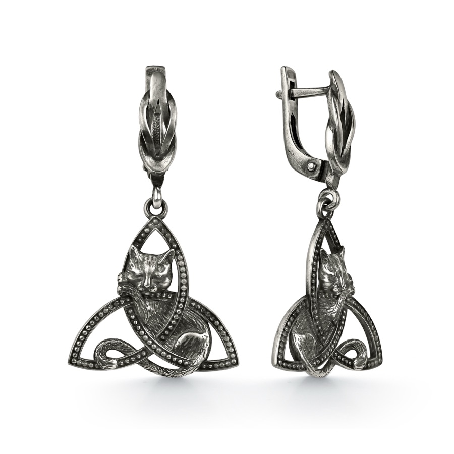 Серьги серебряные женские 925 чернёные