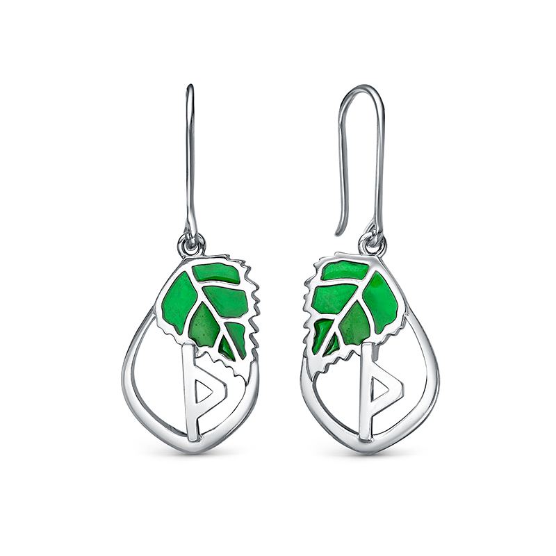 Серьги серебряные женские 925 «Руна Дажьбог»