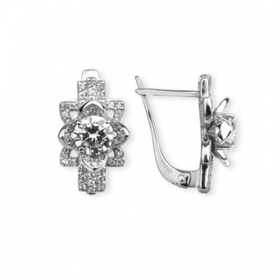 Серьги серебряные женские 925 с фианитами