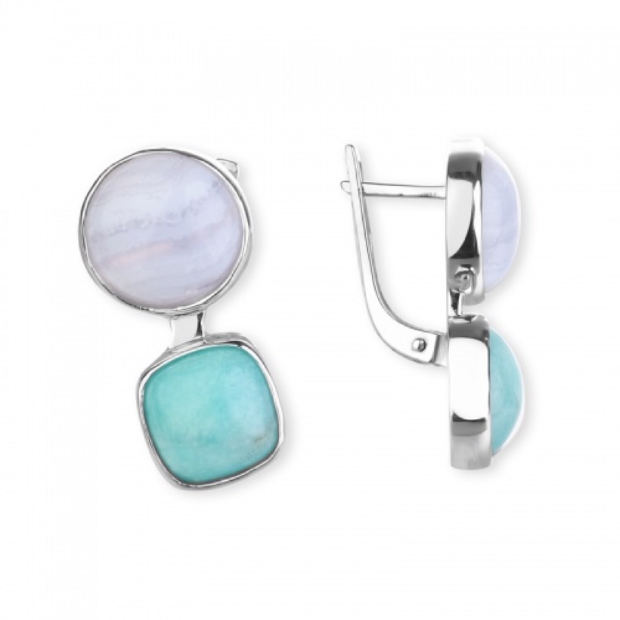 Серьги серебряные женские 925 с агатом
