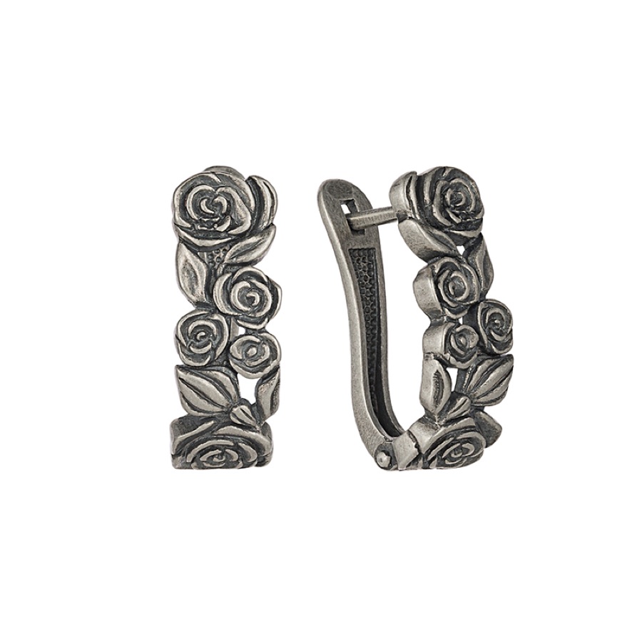 Серьги серебряные женские 925 чернёные