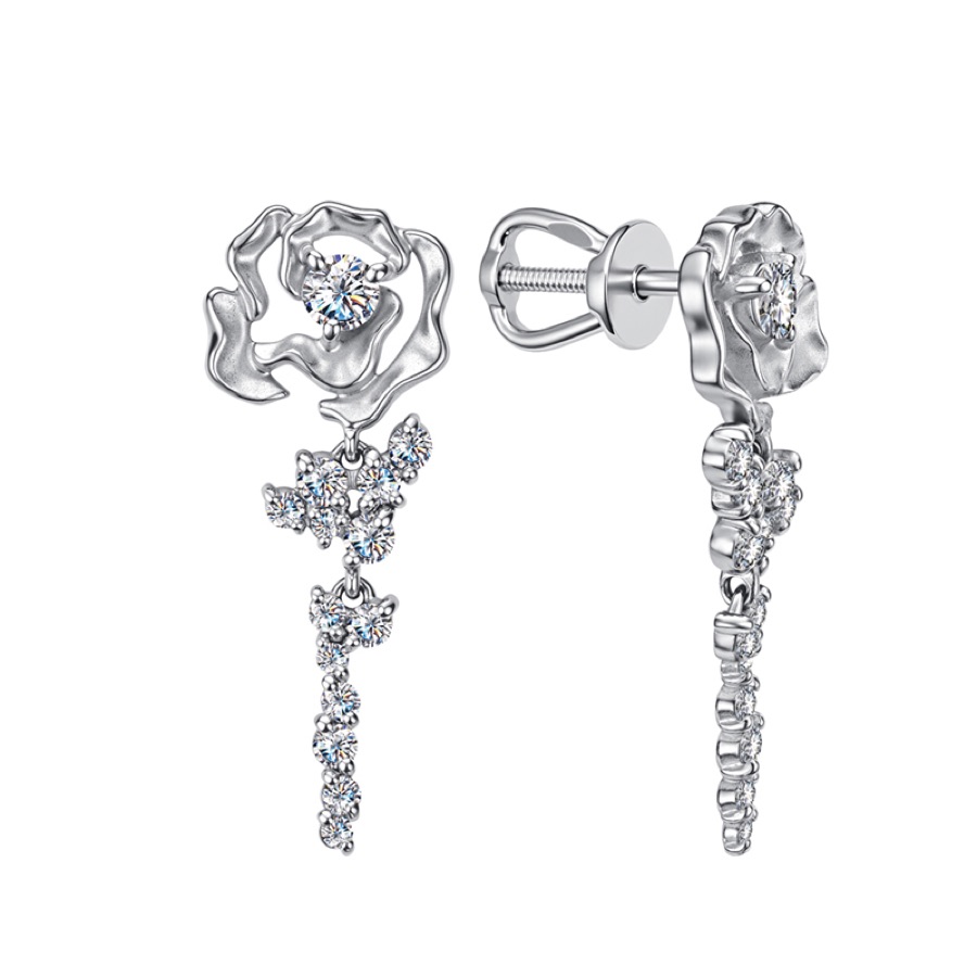 Серьги серебряные женские 925 с фианитами