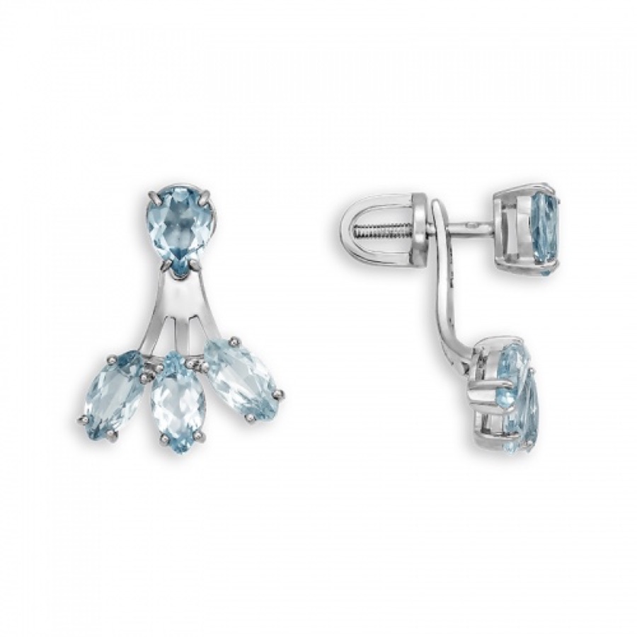 Серьги серебряные женские 925 с топазом