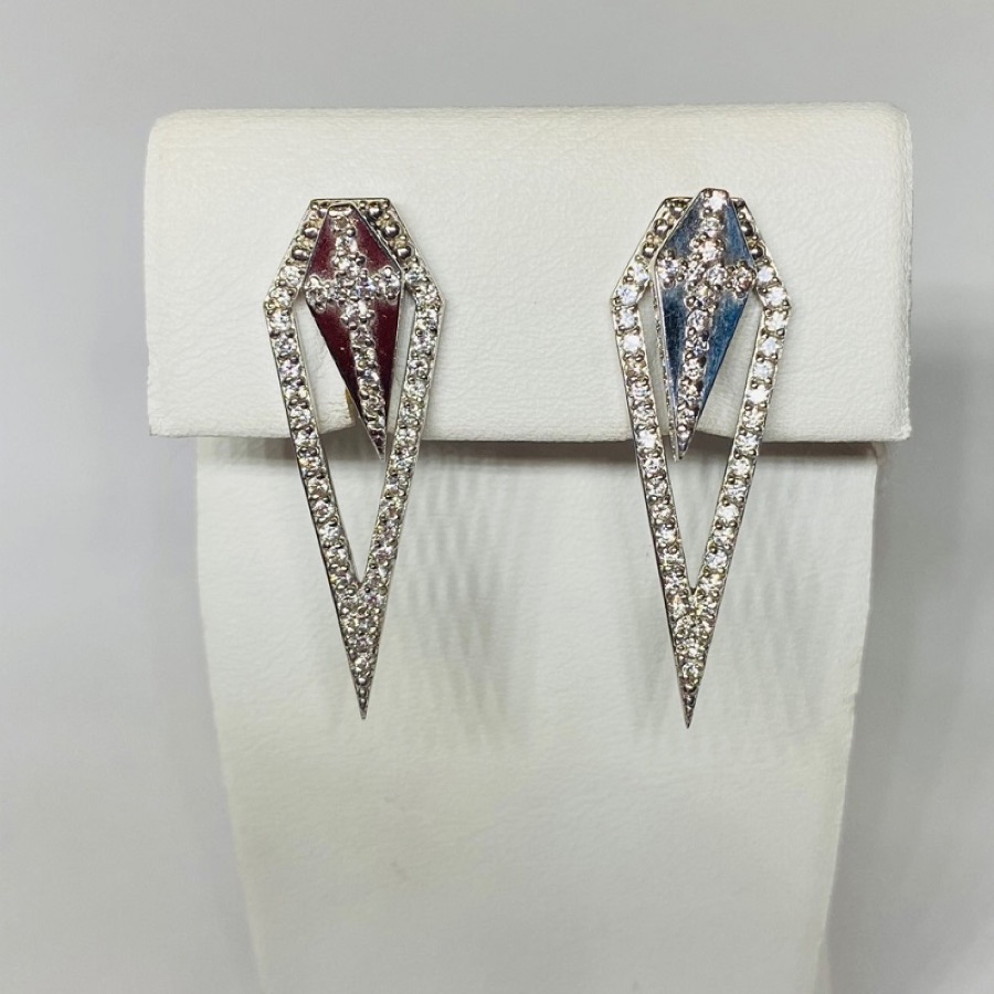 Серьги серебряные женские 925 с фианитами