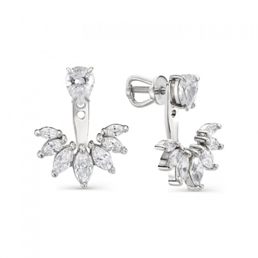 Серьги серебряные женские 925 с фианитами