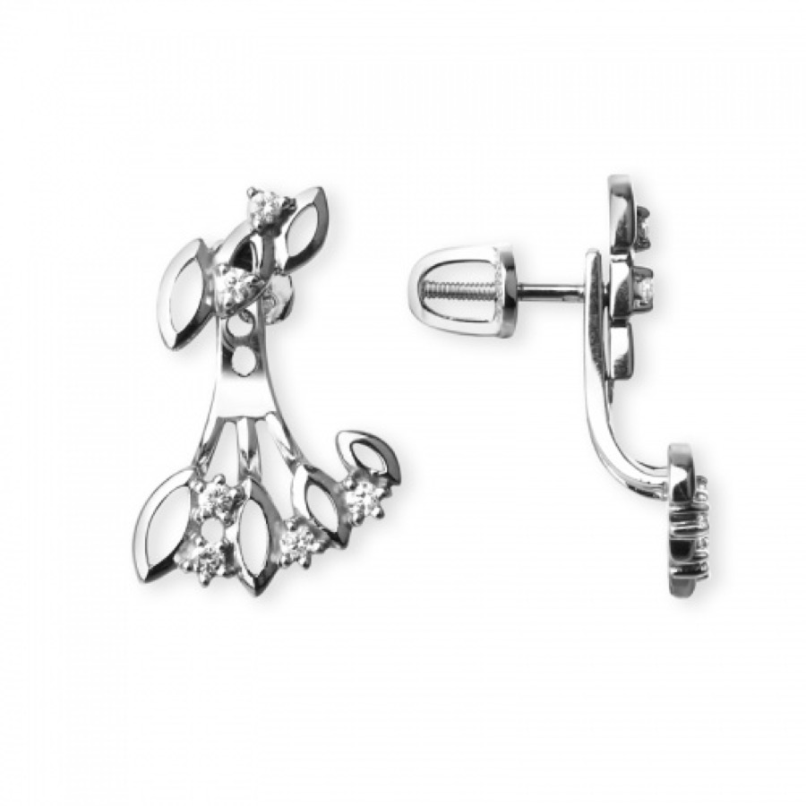 Серьги серебряные женские 925 с фианитами