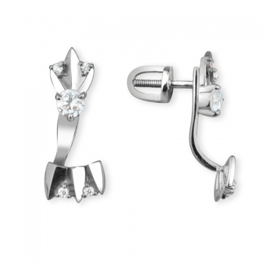 Серьги серебряные женские 925 с фианитами