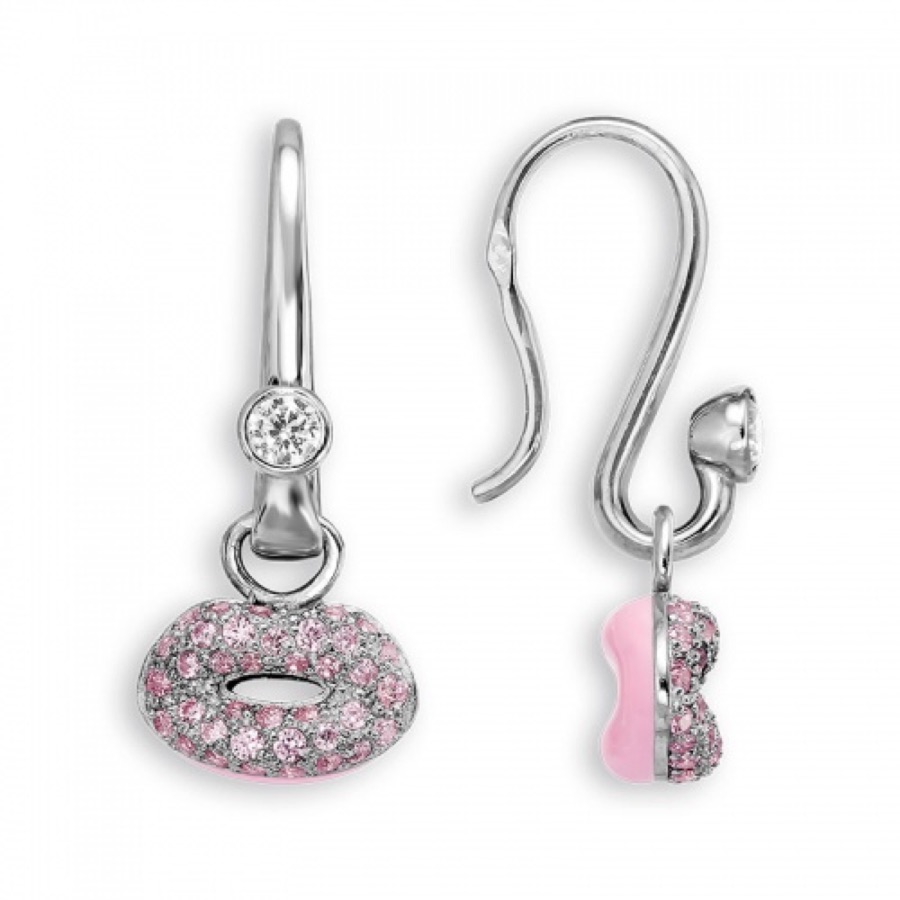 Серьги серебряные женские 925 с эмалью и фианитами