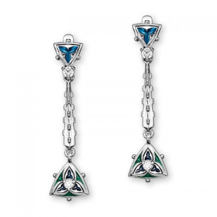 Серьги серебряные женские 925 с топазом и эмалью
