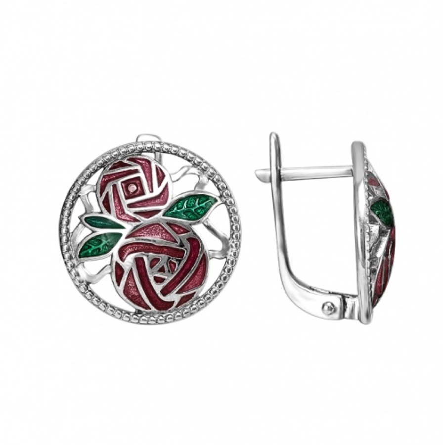 Серьги серебряные женские 925 с эмалью