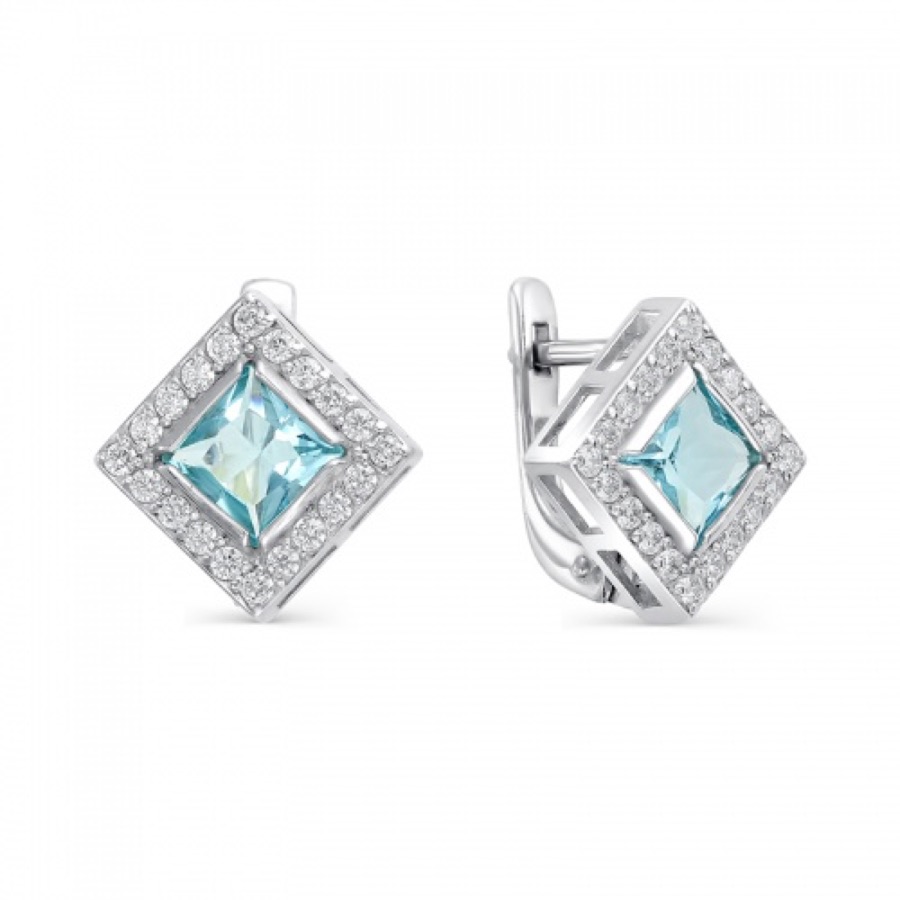 Серьги серебряные женские 925 с фианитами и кристаллами