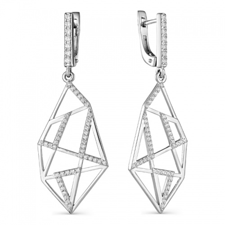 Серьги серебряные женские 925 с фианитами