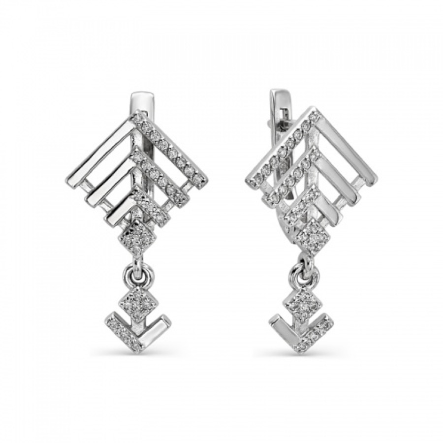 Серьги серебряные женские 925 с фианитами