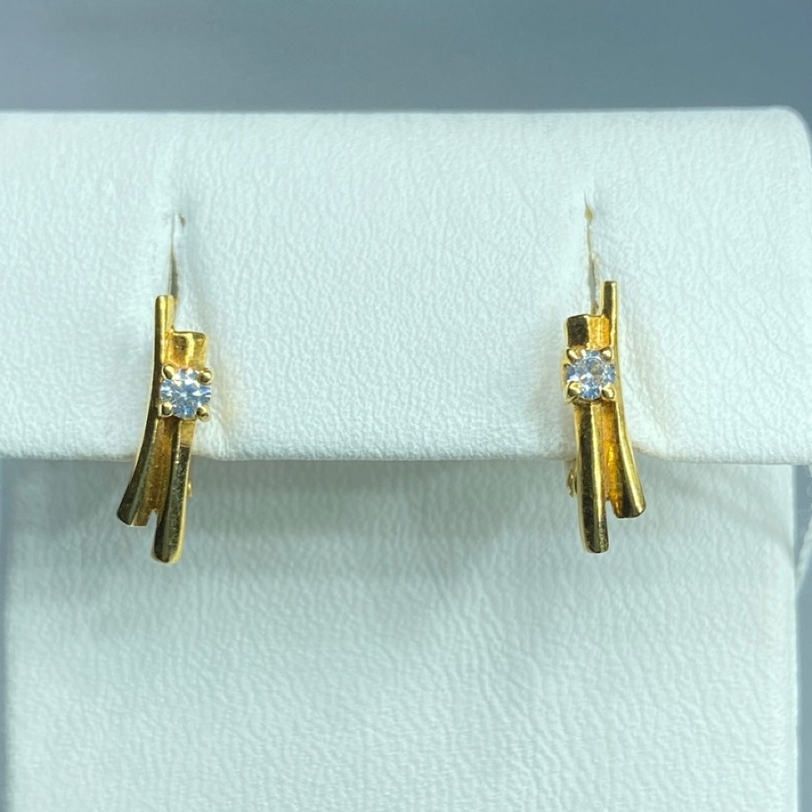 Серьги серебряные женские 925 позолоченные с фианитами
