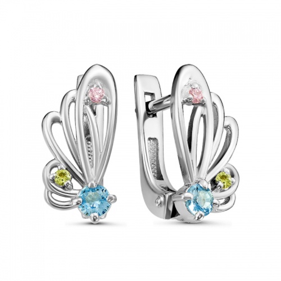 Серьги серебряные женские 925 с фианитами и кристаллами