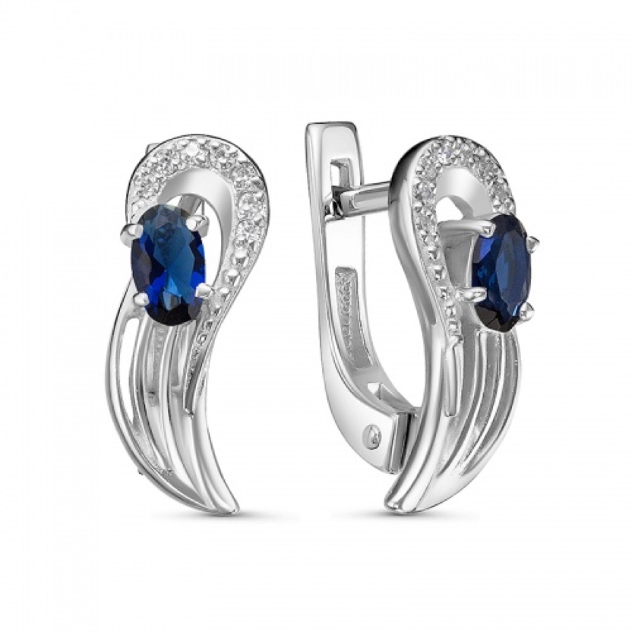 Серьги серебряные женские 925 с фианитами и кристаллами