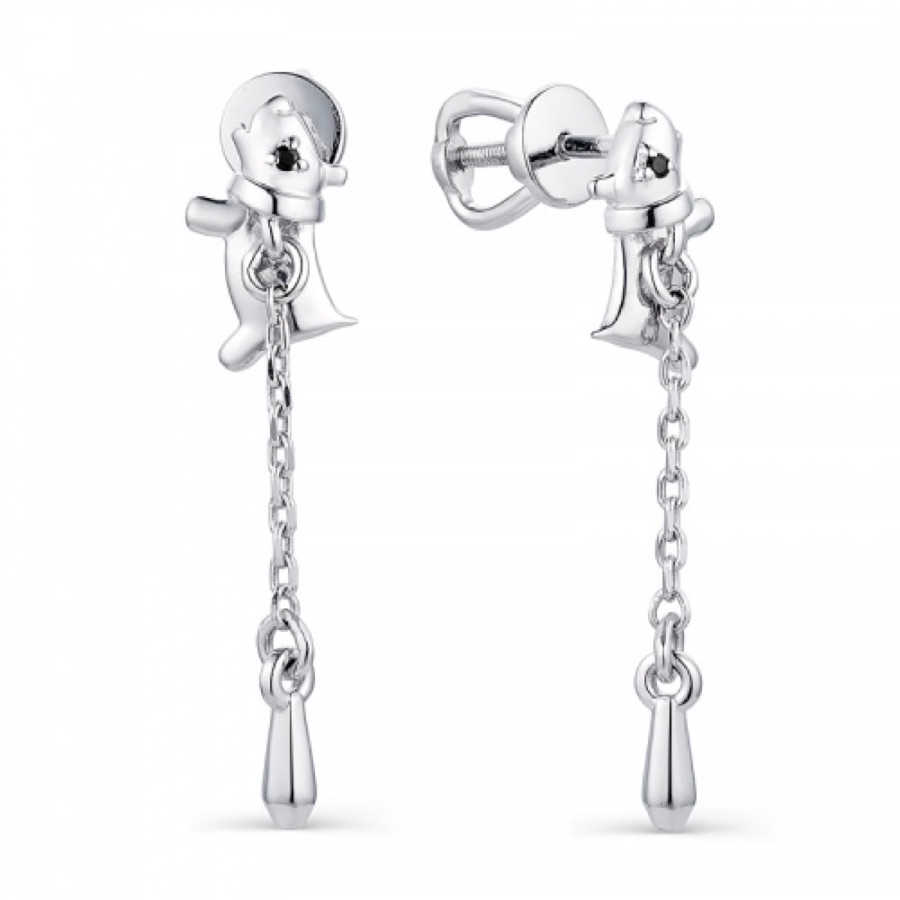 Серьги серебряные детские 925 с фианитами