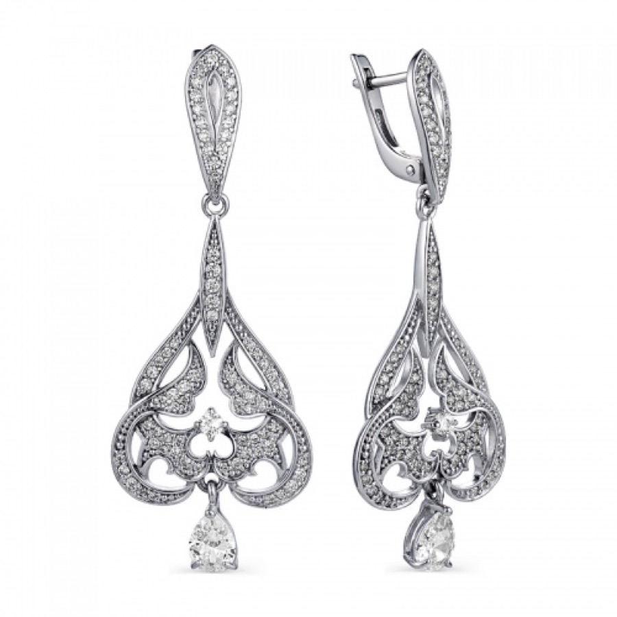 Серьги серебряные женские 925 с фианитами
