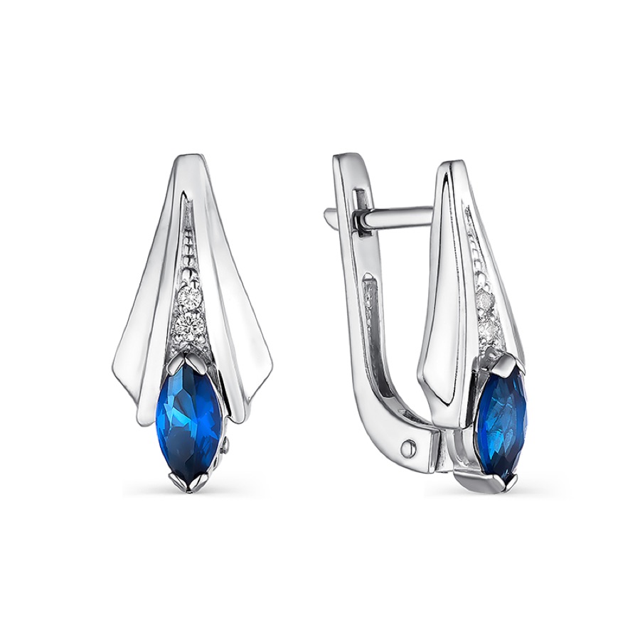 Серьги серебряные женские 925 с фианитами и кристаллами