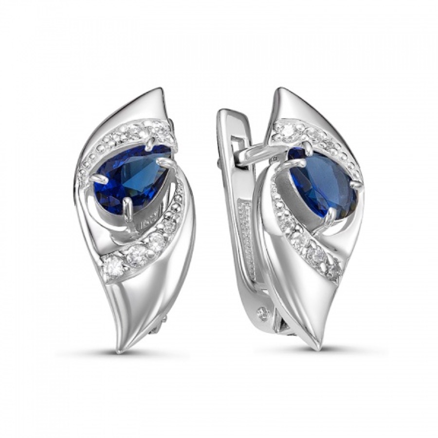 Серьги серебряные женские 925 с фианитами и кристаллами