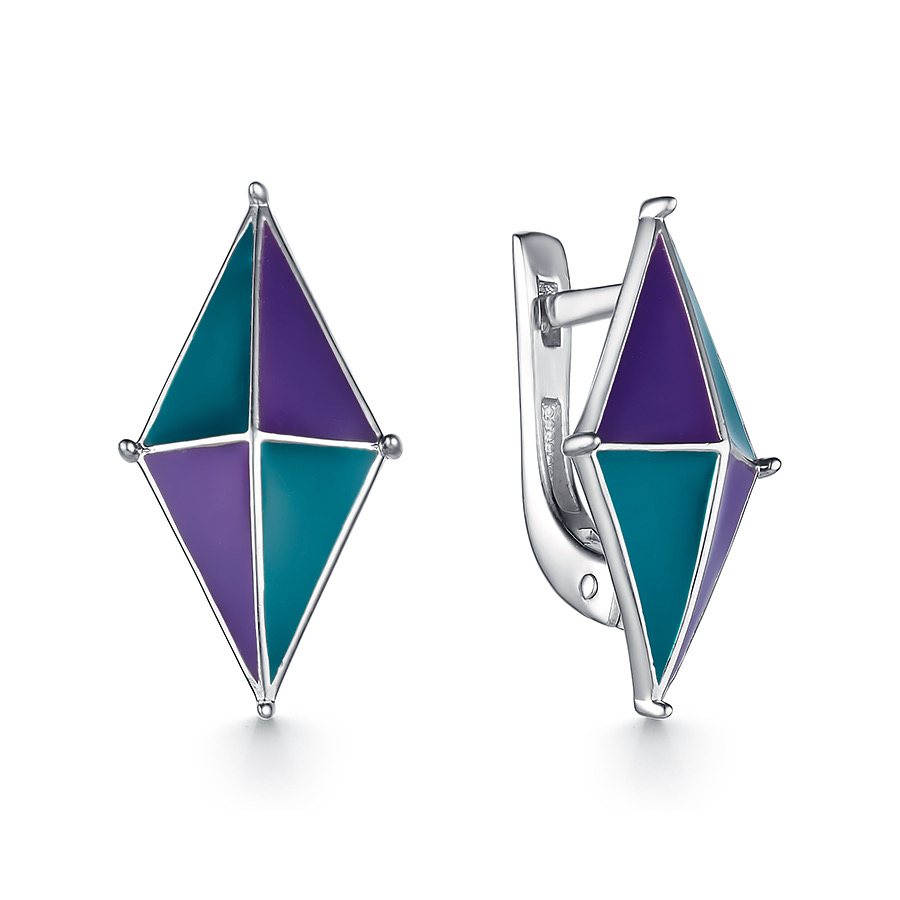 Серьги серебряные женские 925 с эмалью